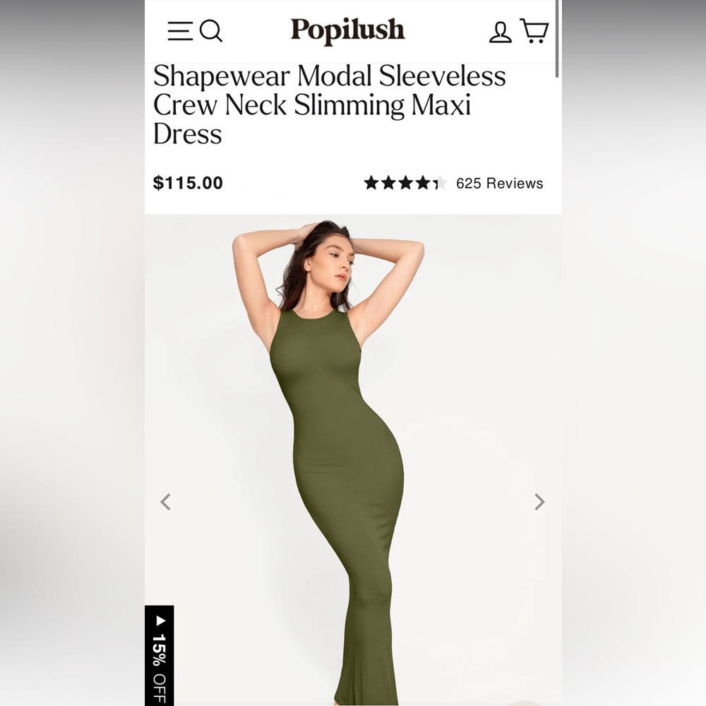 Popilush Shapewear Modal Sleeveless Crew Neck Slimming Maxi Dress